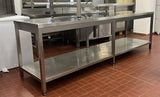 Tavolo aperto con 1 mensola in acciaio Inox