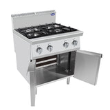 Piano cottura 4 fuochi per ristoranti a gas con ante - Cook Rite modello AT9G4B-F-1