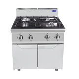Piano cottura 4 fuochi per ristoranti a gas con ante - Cook Rite modello AT9G4B-F-1